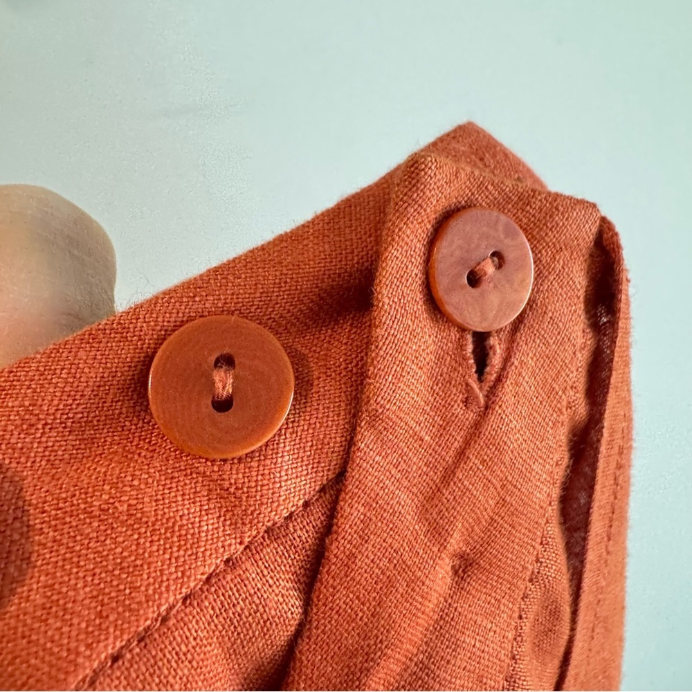 Eileen Fisher Burnt Orange 100% Irish Linen Wrap Maxi Skirt Medium - Picture 7 of 7
